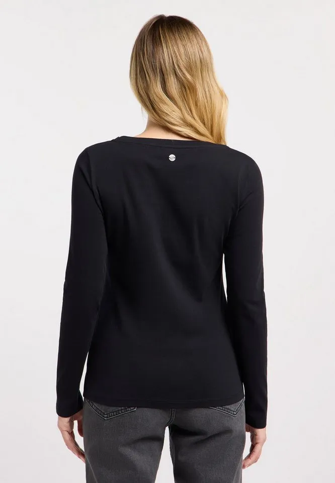 ragwear ragwear Langarmshirt FLLORAH LONG GOTS Bestseller aus Single Jersey mit softem Finish und Knöpfen, Schwarz, – Produktbild 3 von 5