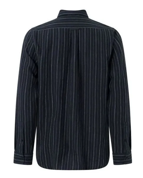 KnowledgeCotton Apparel KnowledgeCotton Apparel Leinenhemd - Long sleeve striped linen custom fit shirt - aus Bio-Leinen - mit Kragen, Stripe -navy, – Produktbild 3 von 4