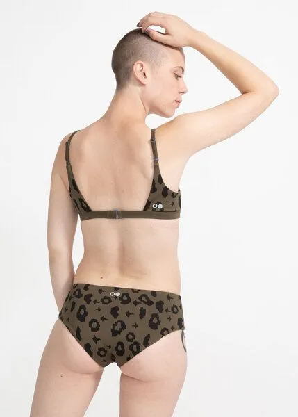 boochen boochen Bikini Top Amami - Wendbares Surf Bikini-Oberteil - Print, Green leopard (khaki), – Produktbild 3 von 4