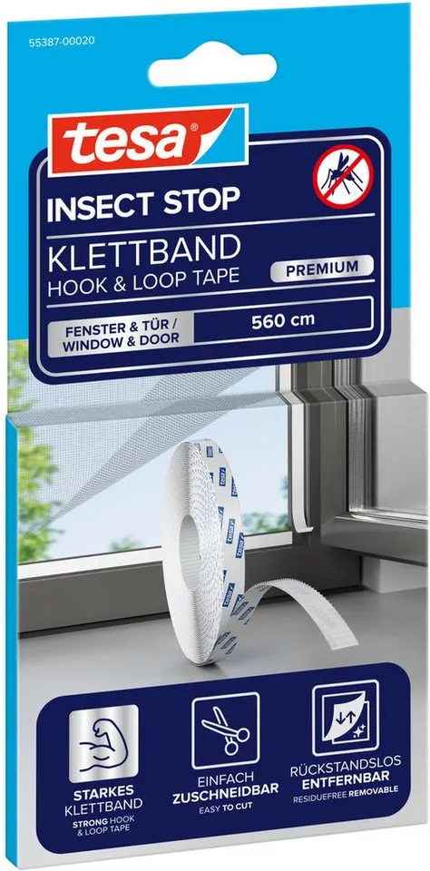 Tesa Tesa Klettband Ersatzrolle für Fliegengitter, 5,6 m x 9 mm, Weiß, – Produktbild 3 von 7