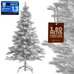Casaria® Künstlicher Weihnachtsbaum Weiß 180cm PVC mit stabilem Metallständer – Produktbild 1 von 1