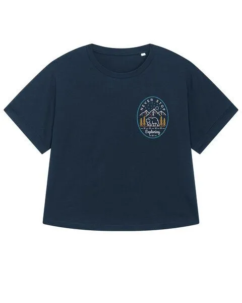 watapparel watapparel Oversize T-Shirt Frauen Never stop exploring, French navy, – Produktbild 1 von 2