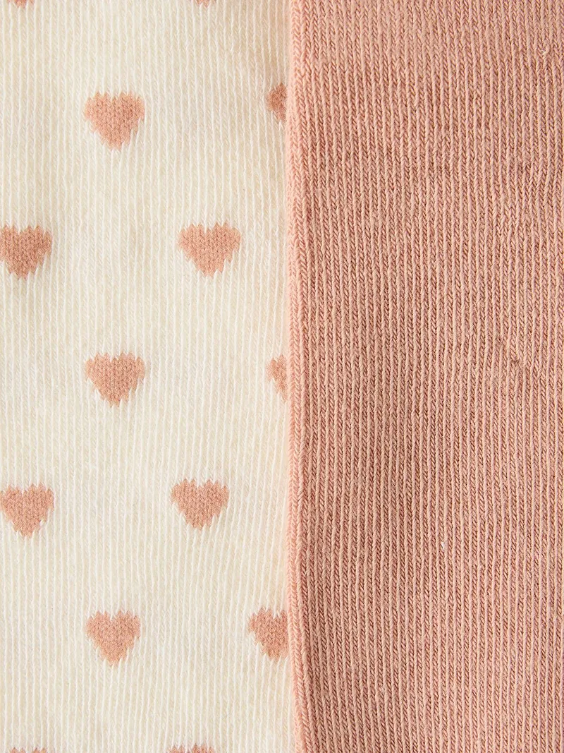 Vertbaudet 2er-Pack Mädchen Baby Strumpfhosen mit Herzen, Beige, – Produktbild 2 von 2