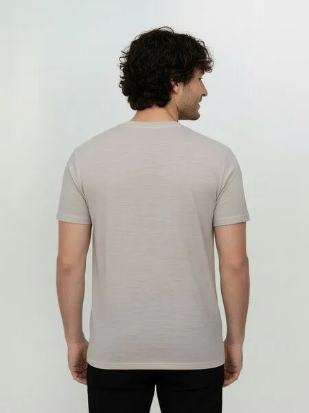 GreenBomb GREENBOMB Animal Ram Loom - Funktionales T-Shirt aus Merino-Wolle / hochwertiger Print / Fair & Vegan, Grau (sandstone), – Produktbild 4 von 4