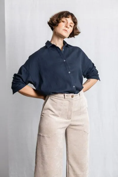 Jyoti - Fair Works Jyoti - Fair Works Bio-Baumwoll Flanell-Bluse Mayank Grau-Blau, Grau-blau, – Produktbild 2 von 4