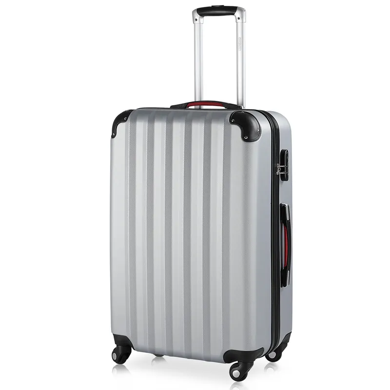 Casaria® Casaria monzana Koffer Hartschale Baseline Silber XL aus ABS 90l 45,5x28x70cm – Produktbild 1 von 1