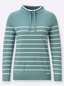 Witt Stehkragenpullover jade-ecru-geringelt – Produktbild 1 von 1