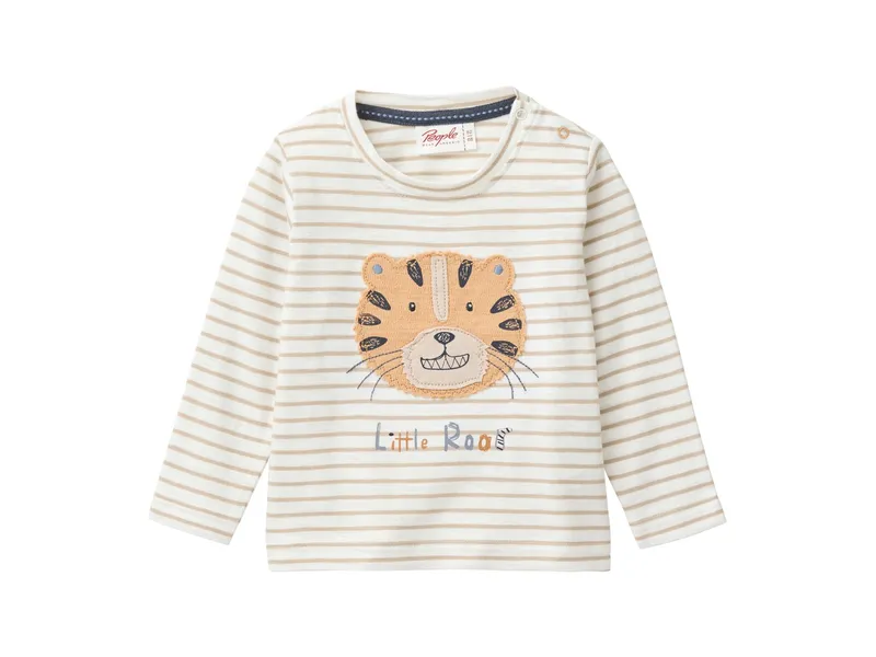 People Wear Organic People Wear Organic Langarm-Shirt dunkelsand geringelt Gr. 74/80, Natur, – Produktbild 1 von 1