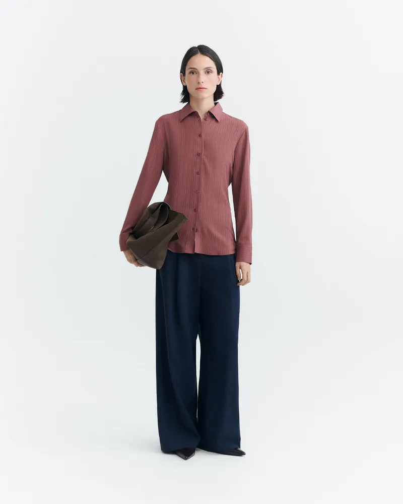 thinking mu Thinking MU Damen vegan Bluse Katha Figurbetont Burgunderrot, Rot, – Produktbild 1 von 2