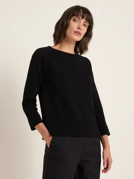 LANIUS LANIUS Pullover in Punto Milano aus Bio-Baumwolle, Black, – Produktbild 1 von 4