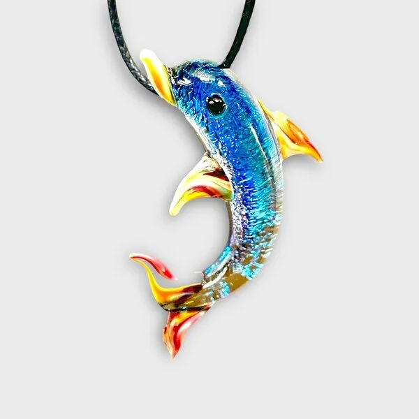 Der Lindwurm Der Lindwurm Kette mit Glasanhänger in Tierform, Blau, – Produktbild 5 von 5
