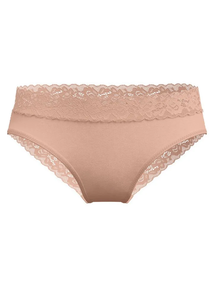 CALIDA CALIDA Slip Natural Comfort Lace verspielte Spitze, Regular-Cut, elastischer Single Jersey, weich, Braun, – Produktbild 3 von 5