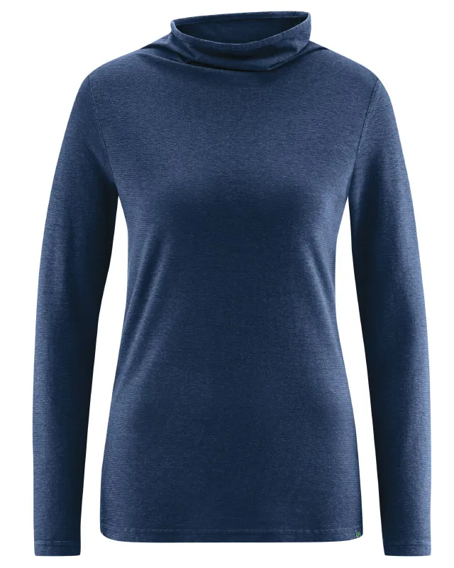 HempAge Hempage Damen vegan Langarmhemd Marineblau, Blau, – Produktbild 2 von 2