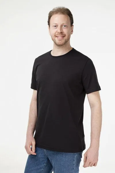 Evermind Evermind Herren T-Shirt mit Rundhalsausschnitt, Schwarz, – Produktbild 2 von 4