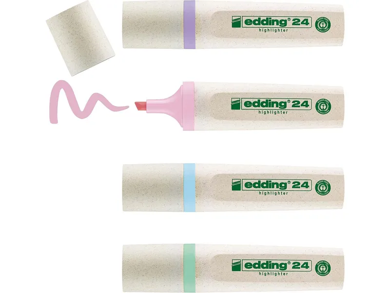 Edding 4er Set edding Textmarker "24 EcoLine Highlighter" pastell, farbig sortiert – Produktbild 1 von 1