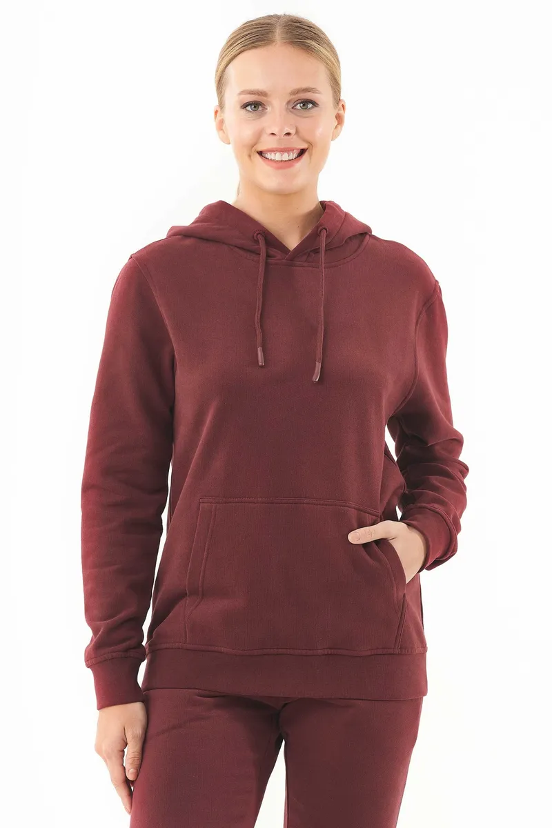 ORGANICATION ORGANICATION Damen vegan Soft-Touch-Hoodie Burgund, Dunkelrot, – Produktbild 2 von 2