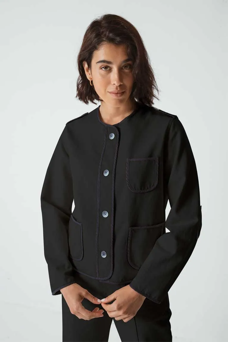 SKFK SKFK Damen vegan Jacke Kurz Lange Ärmel Verschluss Vorne Kaiku Schwarz, Schwarz, – Produktbild 1 von 2