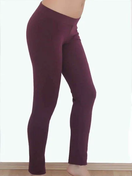 Leela Cotton Damen Leggings aus Bio-Baumwolle 1611"Leela Cotton", Aubergine, – Produktbild 1 von 6