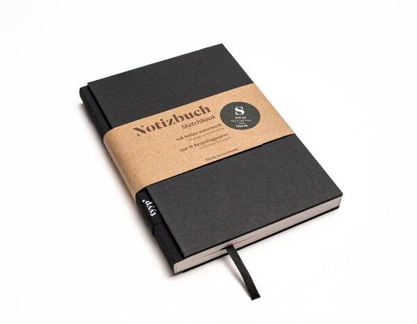 tyyp Notizbuch A6 schwarz - perforiert - 100% Recyclingpapier - BerlinBook by tyyp, Schwarz, – Produktbild 1 von 4