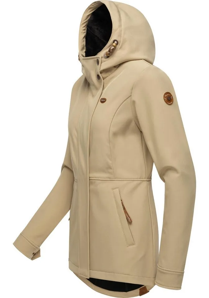 ragwear ragwear Softshelljacke Yba sportliche Damen Outdoorjacke mit Kapuze, Braun, – Produktbild 3 von 5