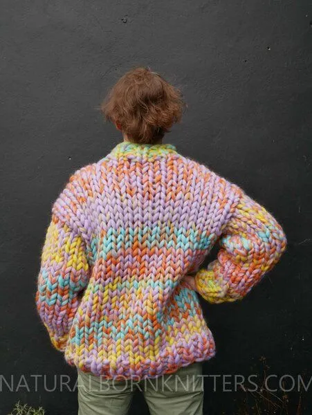 PANAPUFA PANAPUFA 100% Wolle mehrfarbig Männerpullover Grobstrick Chunky, Schwarz, – Produktbild 2 von 2