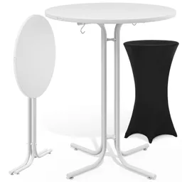 Casaria® Stehtisch Weiß 110x70cm + Stehtischhusse Schwarz Ø70cm – Produktbild 1 von 1