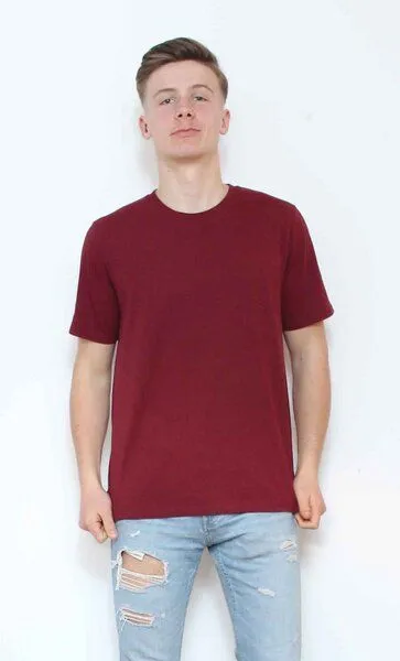 YTWOO YTWOO Herren schweres Bio T-Shirt. Männer Premium Basic Shirt. Heavy Cotton, Bugunderrot, – Produktbild 3 von 4