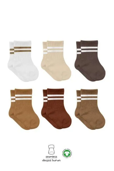 bistyle bistyle Socken 6er-Pack für Babys Babysocken Jungen Mädchen Kurzsocken gerippt, Braunmix, – Produktbild 1 von 2