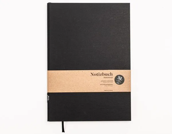 tyyp Notizbuch A4 schwarz - perforiert - 100% Recyclingpapier - BerlinBook by tyyp, Black, – Produktbild 3 von 5