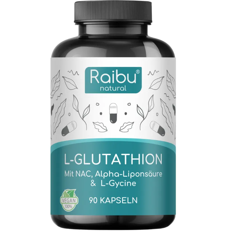 Raibu Organic & Raibu Natural | Natürliche Nahrungsergänzung Raibu Organic & Raibu Natural | Natürliche Nahrungsergänzung L-Glutathione | 90 Kapseln – Produktbild 1 von 1