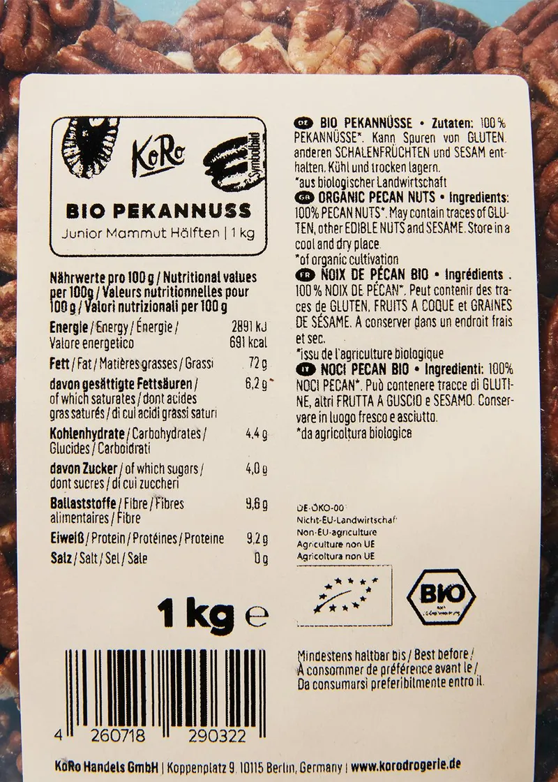 KoRo Bio Pekannusskerne 1 kg – Produktbild 3 von 5