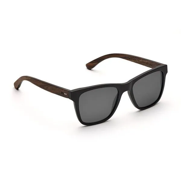 TAKE A SHOT TAKE A SHOT Holz Sonnenbrille Eckig für Herren, Schwarz (schwarz/walnuss/grau), – Produktbild 2 von 4