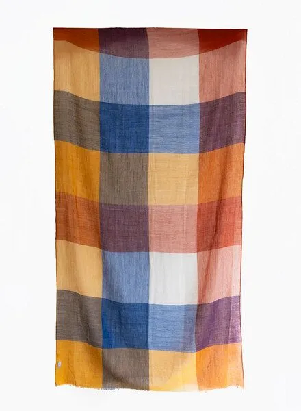 Djian Djian Schal aus Merino-Wolle – KARO – mulesingfrei, Blau, – Produktbild 3 von 3