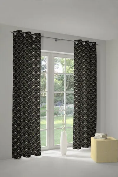 Nature by Adam Nature by Adam Vorhang aus 100% Bio-Baumwolle - Made in Germany - Feathers, Schwarz, – Produktbild 6 von 7