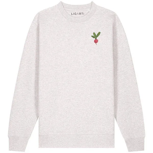 LIGARTI Bestickter Pullover – Radieschen – LIGARTI Tiermanufaktur, Hellgrau, – Produktbild 1 von 2