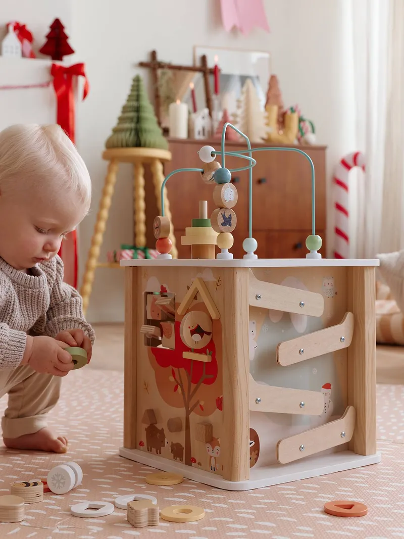 Vertbaudet Vertbaudet Baby Activity-Würfel Holz FSC®, Braun, – Produktbild 1 von 4
