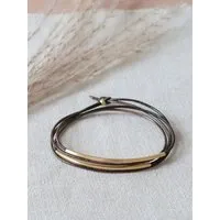 pikfine pikfine Tube Armband “Tingval” // vergoldet, Teak, – Produktbild 1 von 1