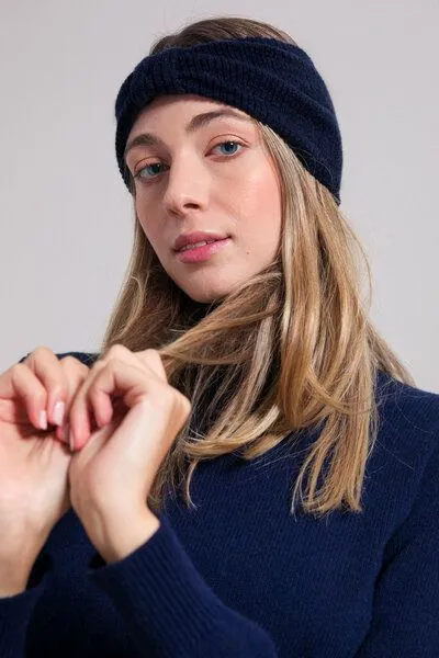 Rifò - Circular Fashion Made in Italy Rifò - Circular Fashion Made in Italy Stirnband Amelia aus recycelter Kaschmirwolle, Blau mora, – Produktbild 2 von 4