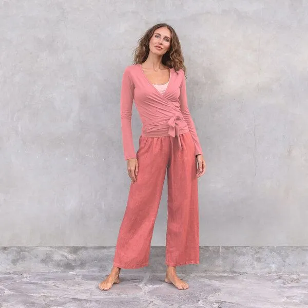 Jaya Jaya YAEL Damen - Wickeljacke für Yoga und Freizeit aus Biobaumwolle, Decorose/rosa, – Produktbild 1 von 1