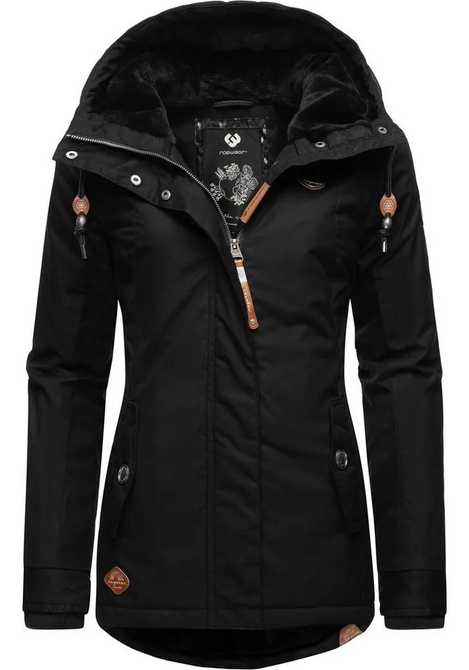 ragwear ragwear Winterjacke Monade Damen Winterparka mit Kapuze und m. Fleece gefüttert, Grau|schwarz, – Produktbild 2 von 4
