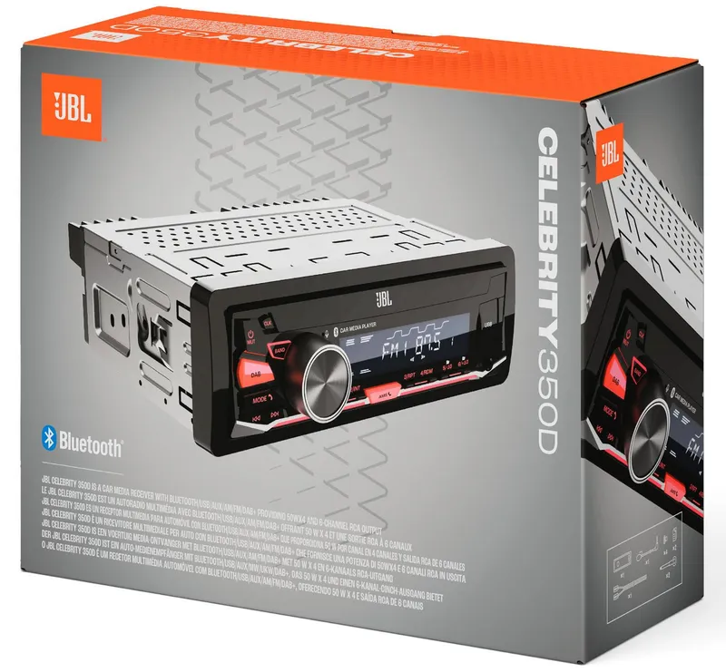 JBL JBL Celebrity 350D 1-DIN MP3-Autoradio mit Bluetooth / DAB / USB / AUX-IN Autoradio (RDS, AM/FM Radio, Animiertes Display, 1 DIN), Schwarz, – Produktbild 1 von 4