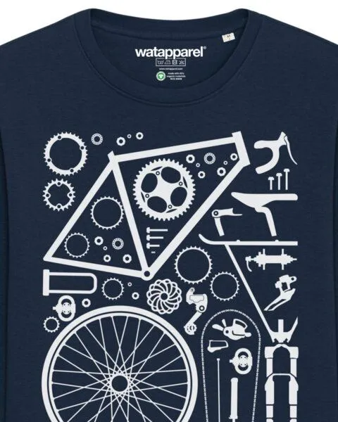 watapparel watapparel Sweatshirt Unisex Fahrradteile, French navy, – Produktbild 3 von 4