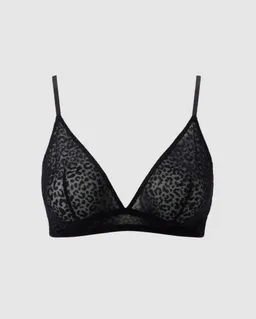 Understatement Understatement Damen vegan Bralette Mesh Triangle Schwarz Leopard – Produktbild 1 von 1