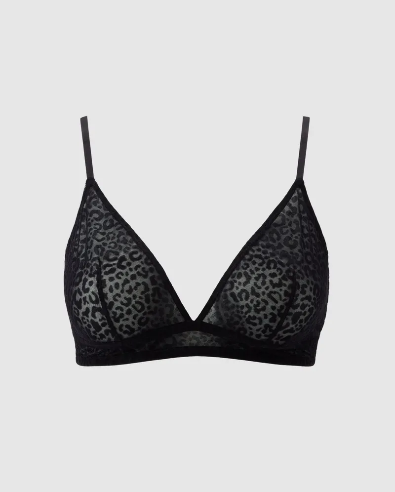 Understatement Understatement Damen vegan Leoparden Mesh Bralette - Schwarz, Schwarz, – Produktbild 1 von 2