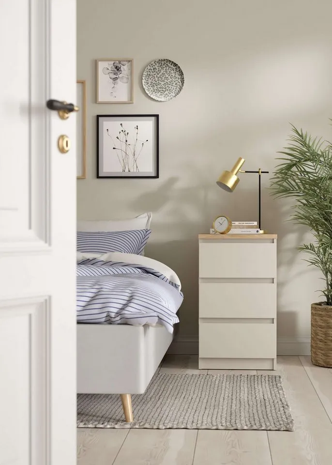 Home affaire Kommode Naia, Elegante und modernes Sideboard mit 3 geräumigenSchubladen, Braun, – Produktbild 2 von 3
