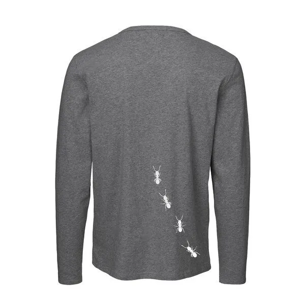 HANDGEDRUCKT HANDGEDRUCKT "Ameisen" Männer Longsleeve, Grau, – Produktbild 2 von 3