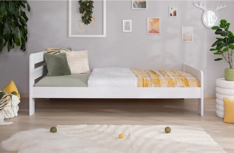 TICAA TICAA Massivholzbett "Bert", FSC®-zertifiziert (Kiefer), Jugendbett, mit Lattenrost (90x200cm, 100x200cm, 140x200cm), ideal für das Kinder- und Jugendzimmer, Massivholz, Weiß, – Produktbild 4 von 5