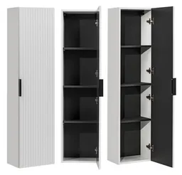 Lomadox Hochschrank ADELAIDE-56-WHITE Badezimmerschrank 1-türig, gerillte Front, B/H/T: 35/140/25 cm – Produktbild 1 von 1