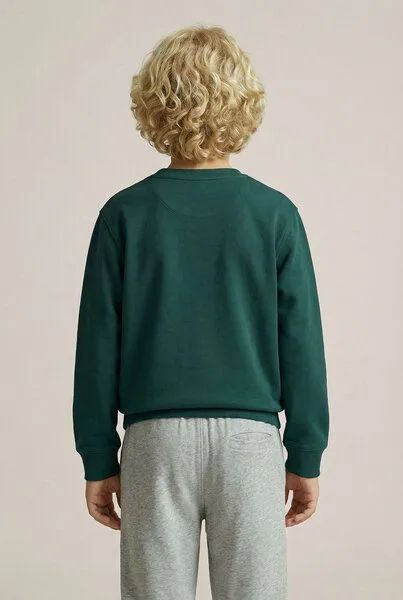 THE FACE OF ELEMENTS The Face of Elements Good Vibes Only - Relaxed Fit Kids Sweatshirt aus 100% Bio-Baumwolle, Dark forrest (grün), – Produktbild 3 von 4