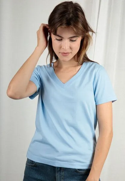 TORLAND TORLAND Damen T-Shirt mit V- Ausschnitt ISLA, Blau (blue soul), – Produktbild 4 von 4